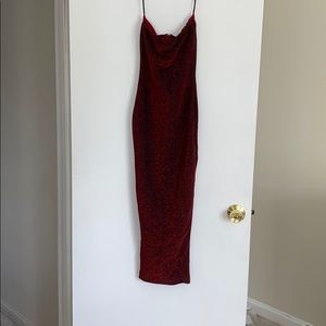 Red sparkle tight Midi formal dress
